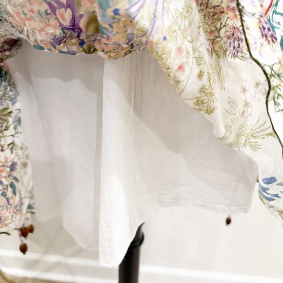 Charo Ruiz Botanic Print Cotton Mini Dress In White L - Picture 9 of 16